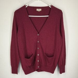 Fat Face Wool Cashmere Blend Button Front Cardigan Size USA 12 Merlot Color